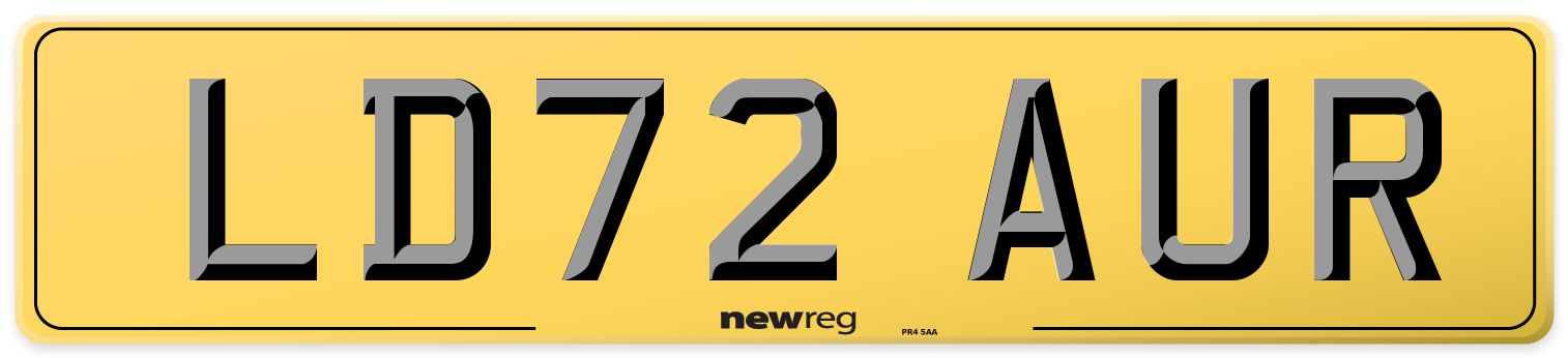 LD72 AUR Rear Number Plate