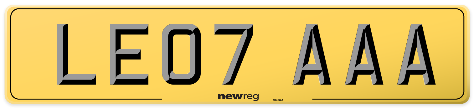 LE07 AAA Rear Number Plate