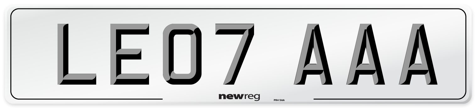 LE07 AAA Front Number Plate