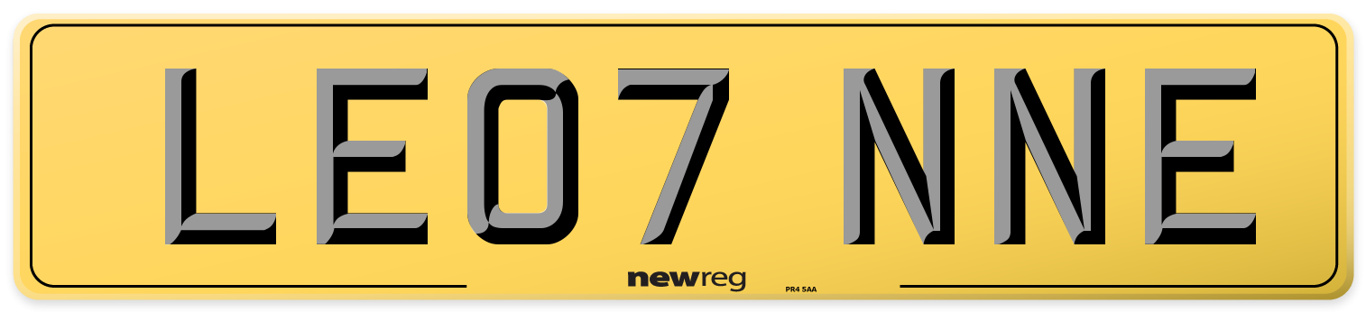 LE07 NNE Rear Number Plate