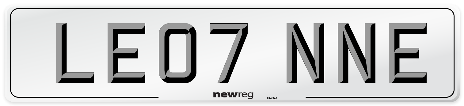 LE07 NNE Front Number Plate
