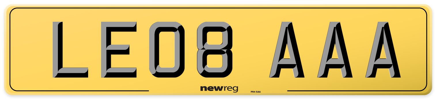 LE08 AAA Rear Number Plate