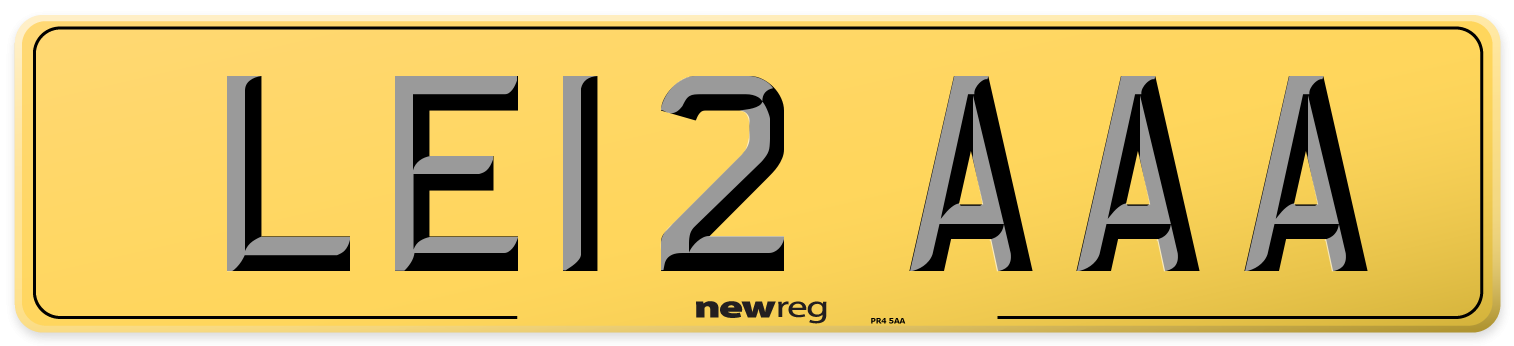 LE12 AAA Rear Number Plate