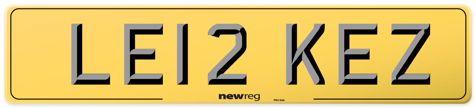 LE12 KEZ Rear Number Plate