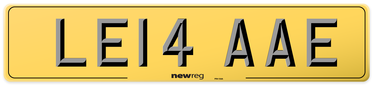 LE14 AAE Rear Number Plate