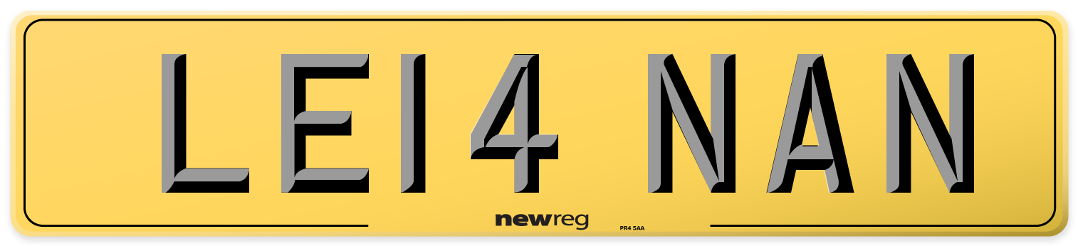 LE14 NAN Rear Number Plate