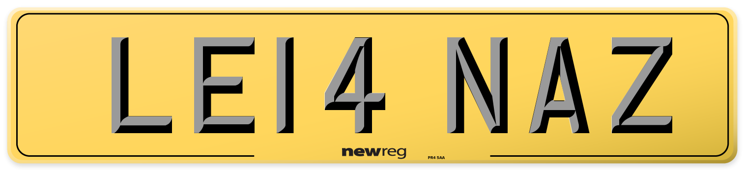 LE14 NAZ Rear Number Plate