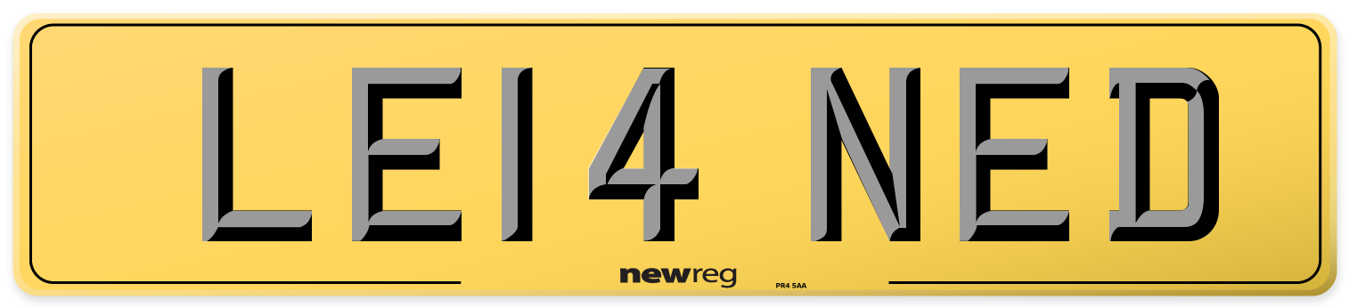 LE14 NED Rear Number Plate