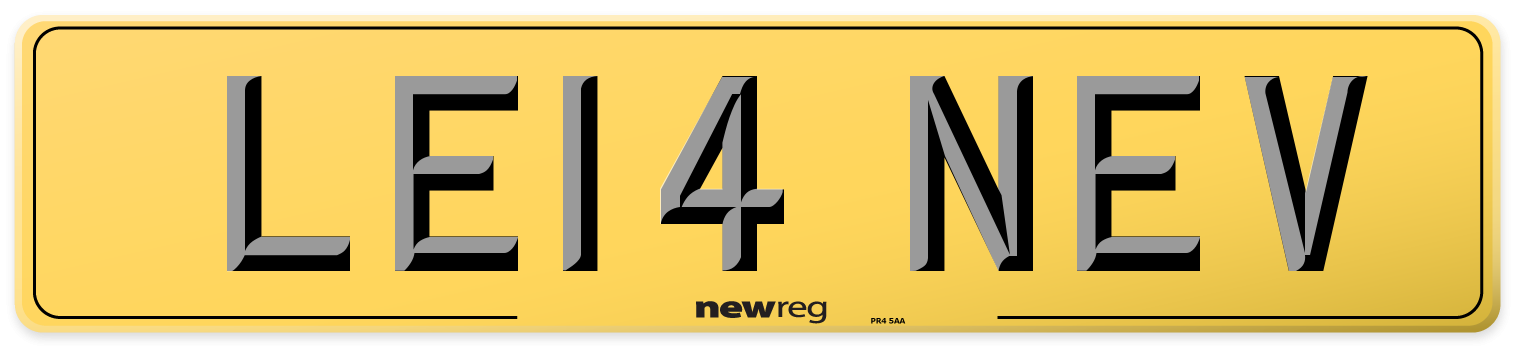 LE14 NEV Rear Number Plate