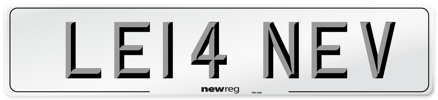 LE14 NEV Front Number Plate