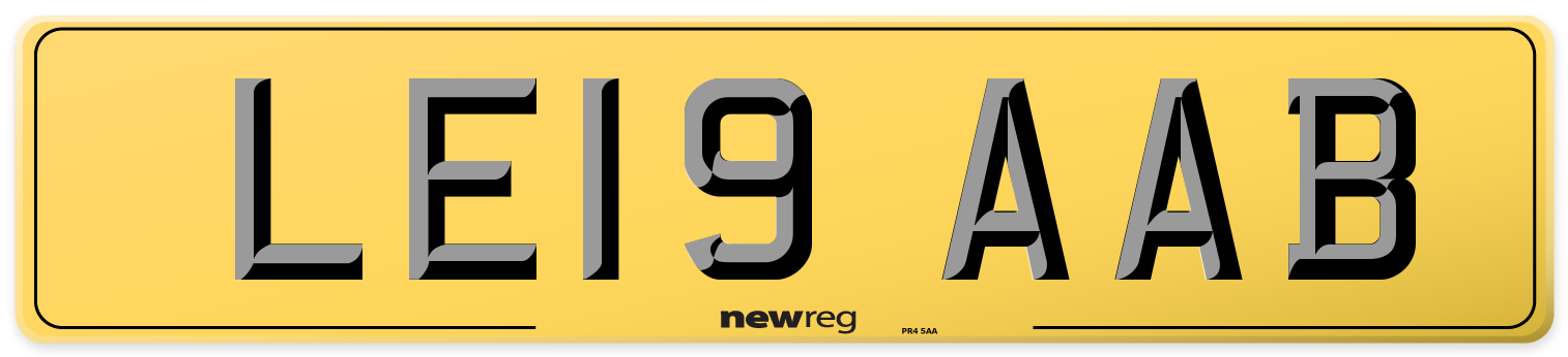 LE19 AAB Rear Number Plate