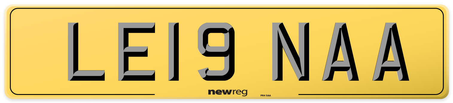 LE19 NAA Rear Number Plate