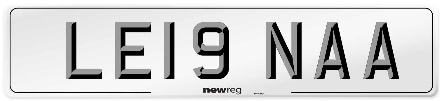 LE19 NAA Front Number Plate