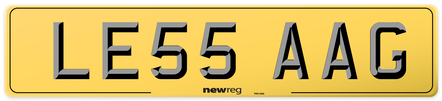 LE55 AAG Rear Number Plate