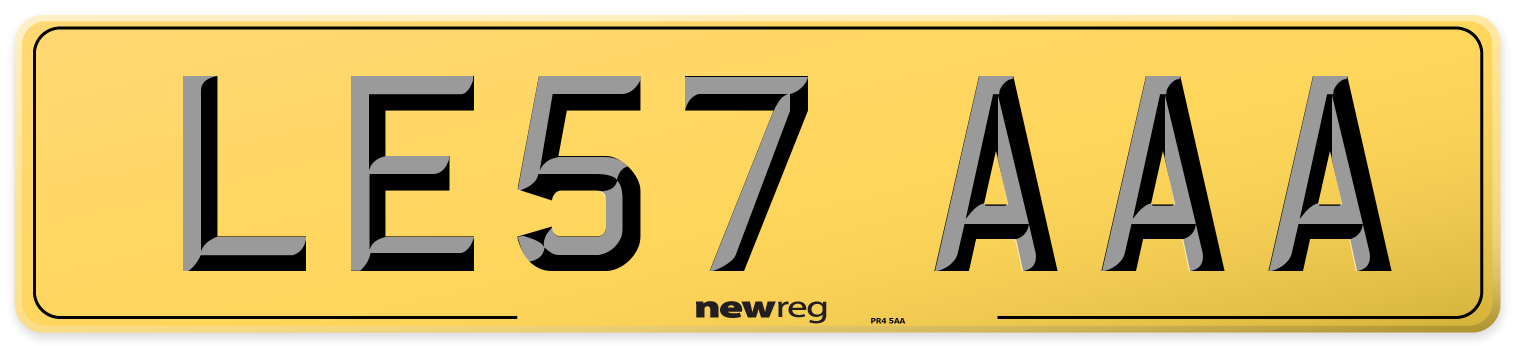 LE57 AAA Rear Number Plate