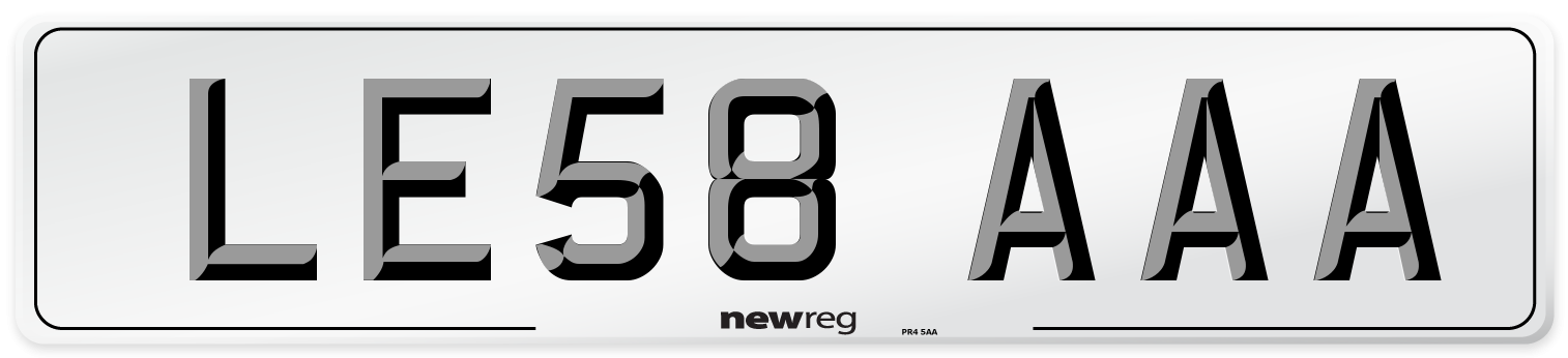 LE58 AAA Front Number Plate
