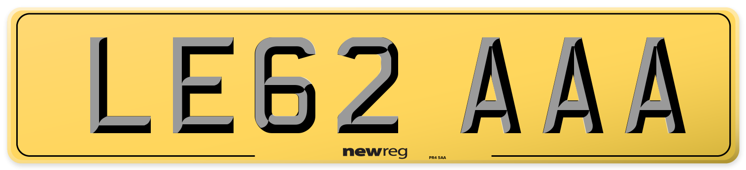 LE62 AAA Rear Number Plate