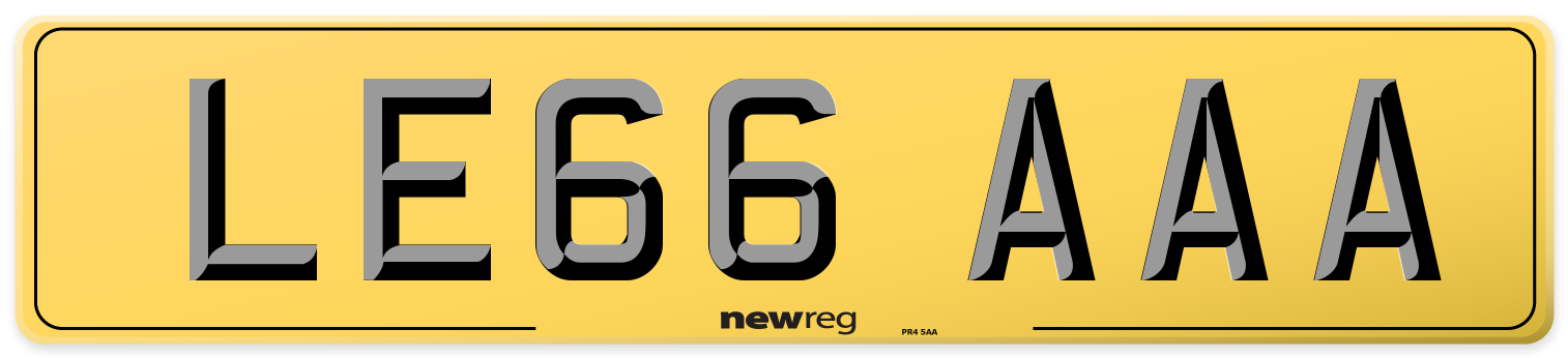 LE66 AAA Rear Number Plate