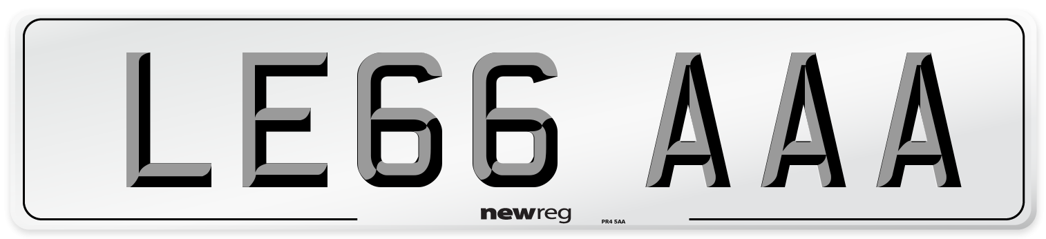 LE66 AAA Front Number Plate