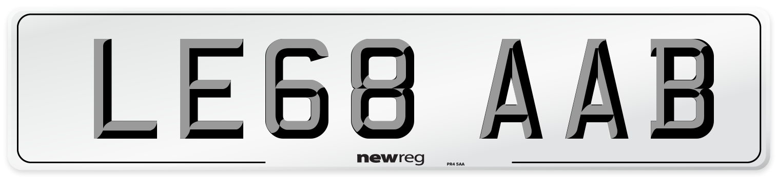 LE68 AAB Front Number Plate