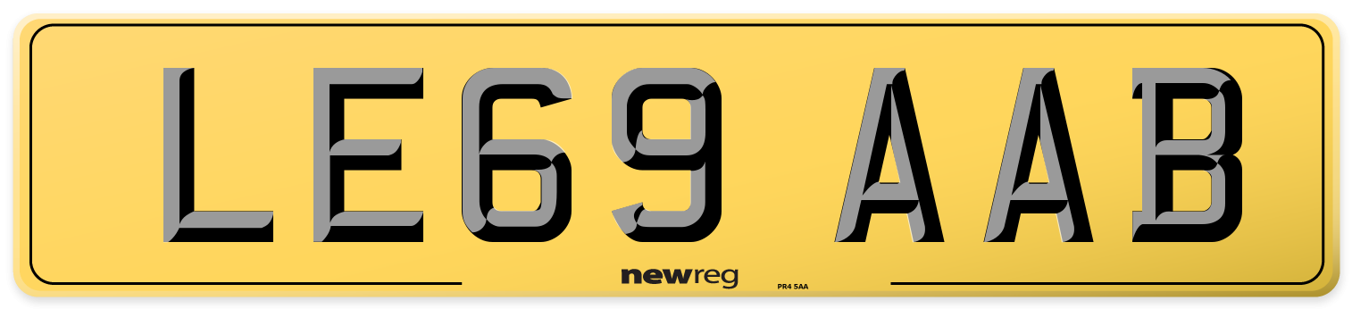 LE69 AAB Rear Number Plate