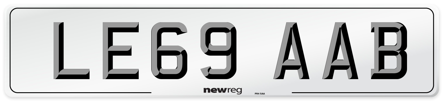 LE69 AAB Front Number Plate