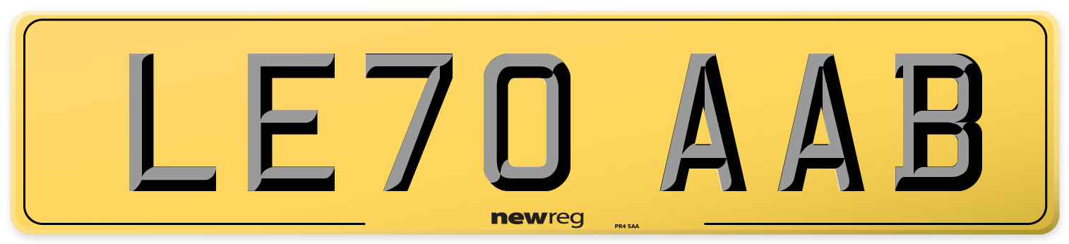 LE70 AAB Rear Number Plate