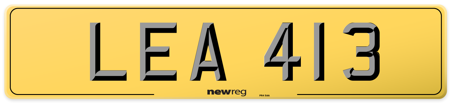 LEA 413 Rear Number Plate