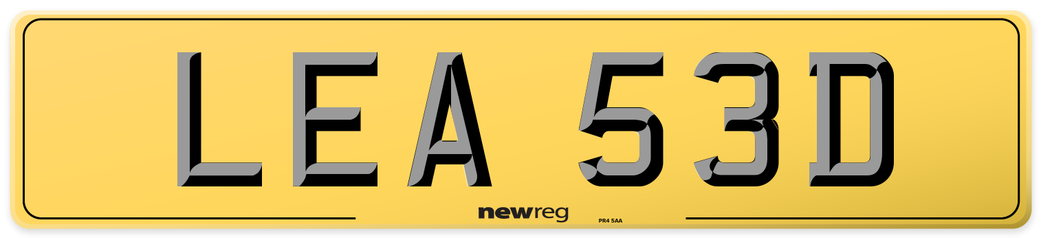 LEA 53D Rear Number Plate