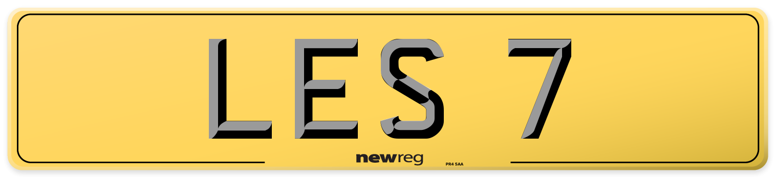 LES 7 Rear Number Plate