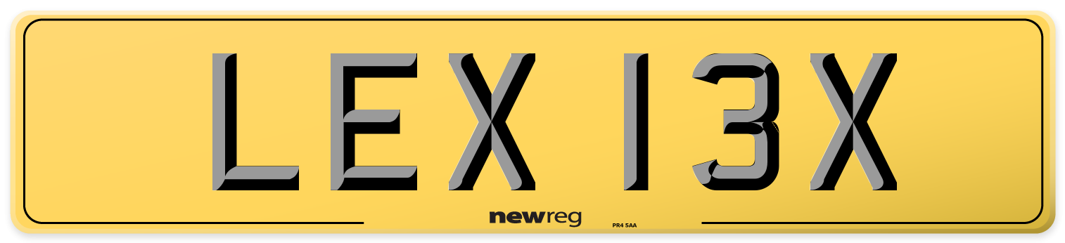 LEX 13X Rear Number Plate