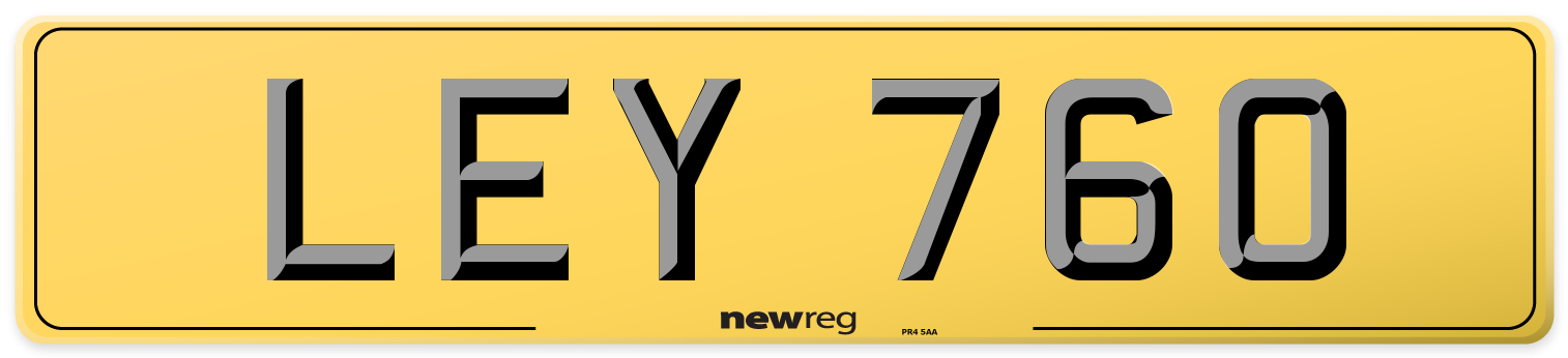 LEY 760 Rear Number Plate