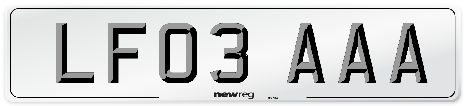 LF03 AAA Front Number Plate