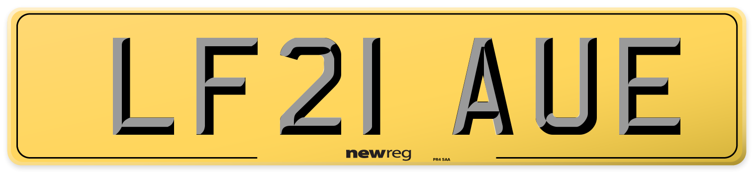 LF21 AUE Rear Number Plate