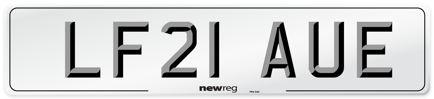 LF21 AUE Front Number Plate