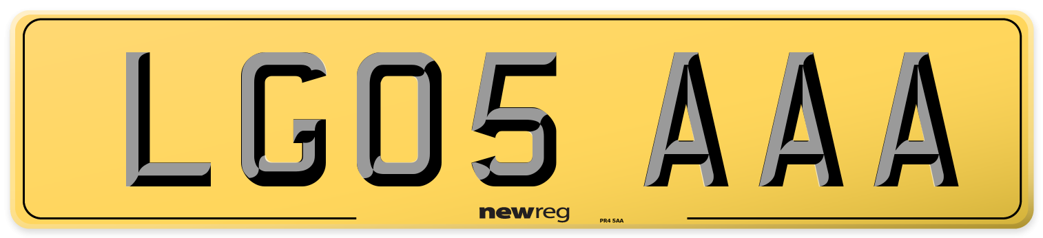 LG05 AAA Rear Number Plate