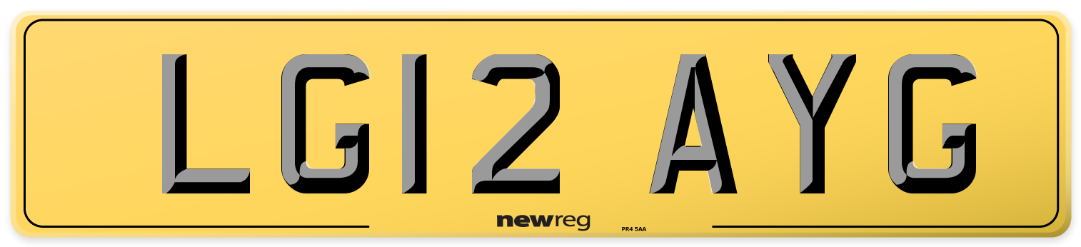 LG12 AYG Rear Number Plate