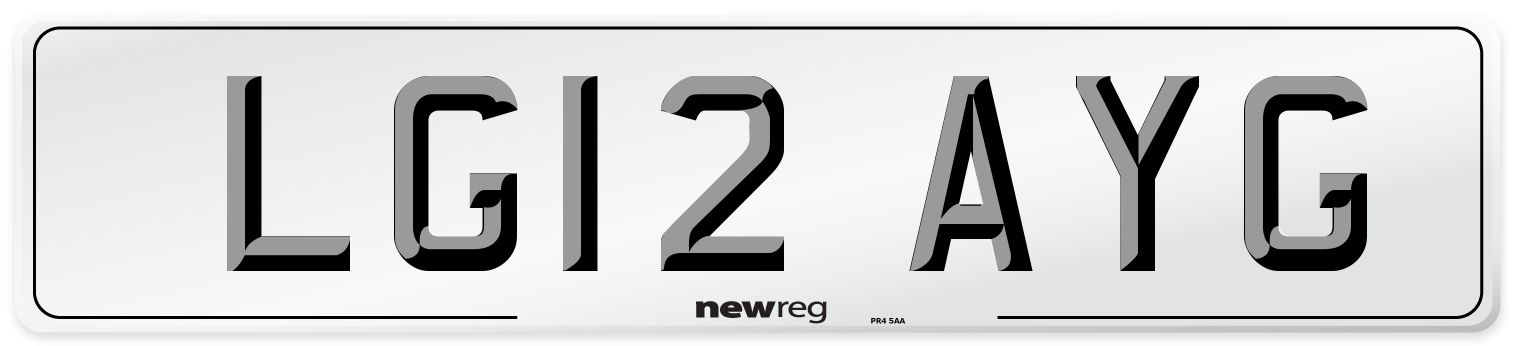 LG12 AYG Front Number Plate