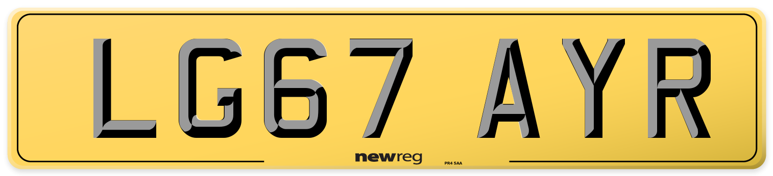 LG67 AYR Rear Number Plate