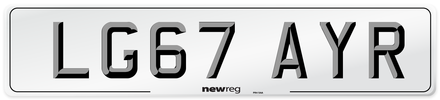 LG67 AYR Front Number Plate