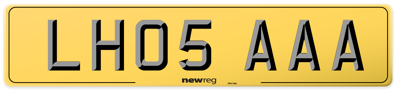 LH05 AAA Rear Number Plate