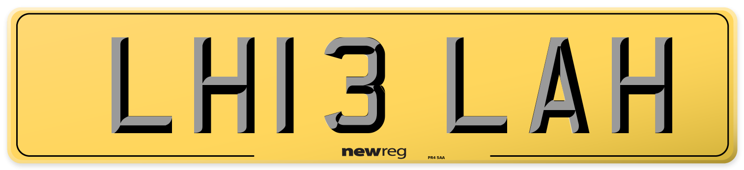 LH13 LAH Rear Number Plate