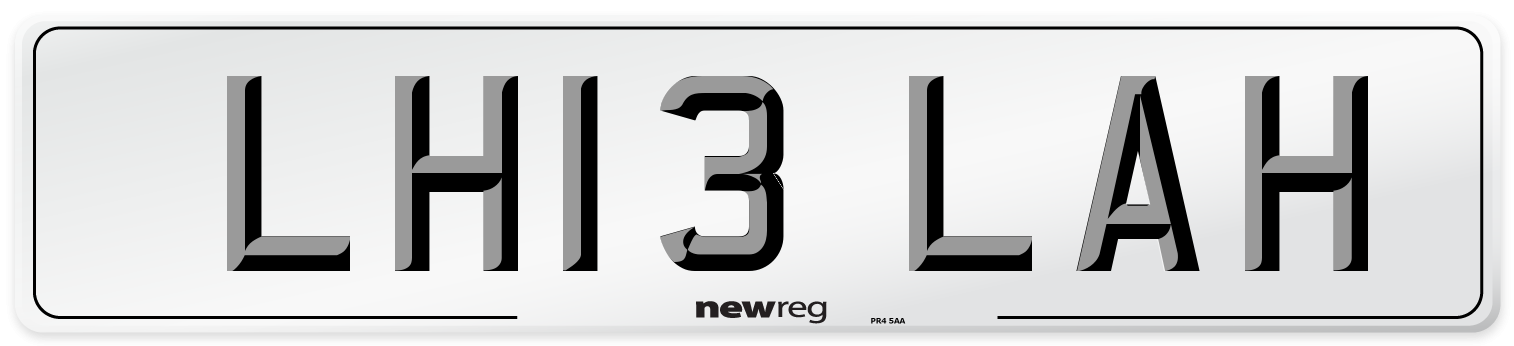 LH13 LAH Front Number Plate