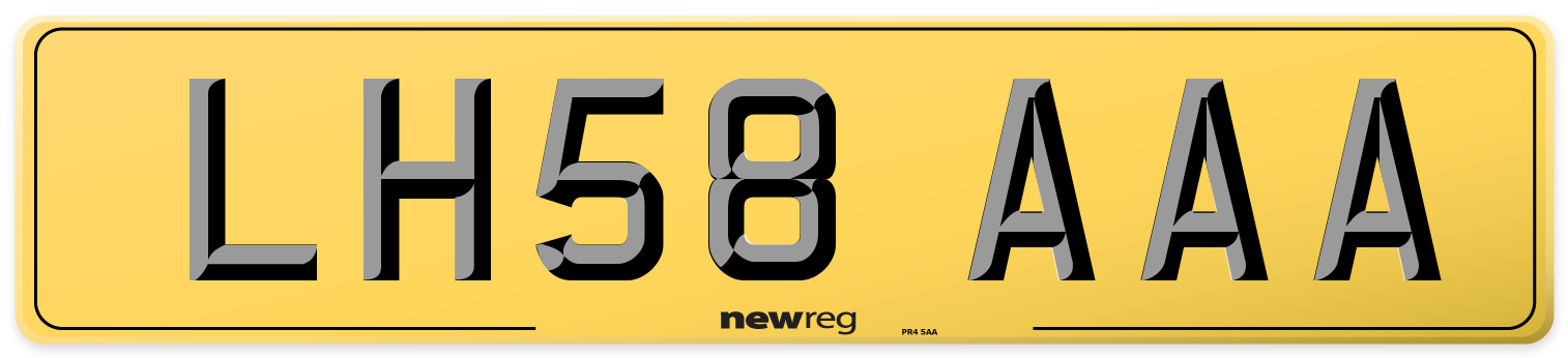 LH58 AAA Rear Number Plate