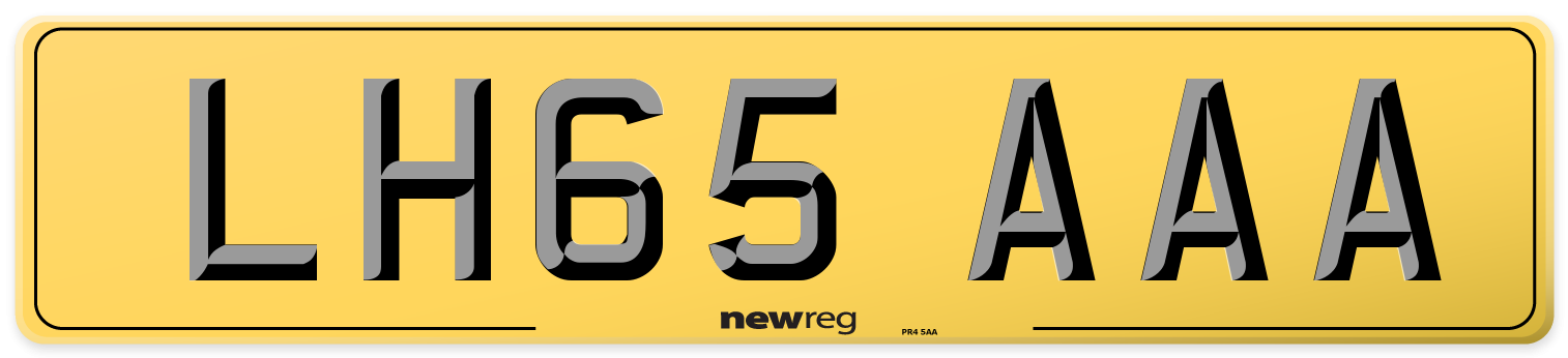 LH65 AAA Rear Number Plate