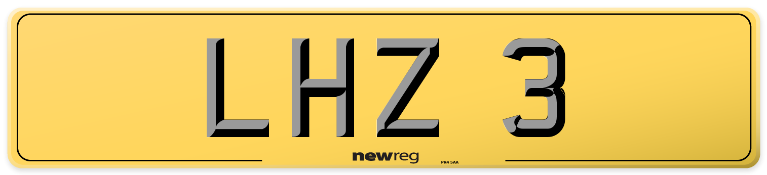 LHZ 3 Rear Number Plate