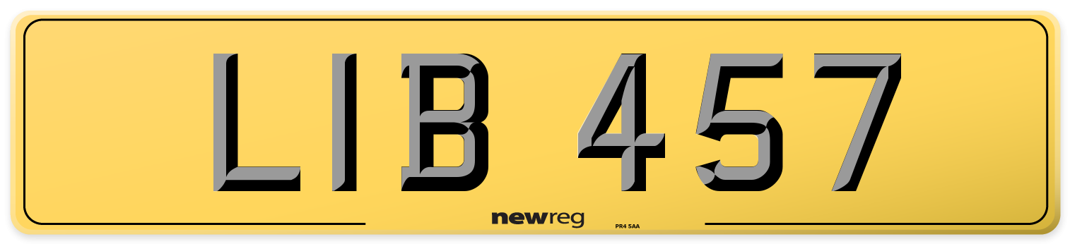 LIB 457 Rear Number Plate