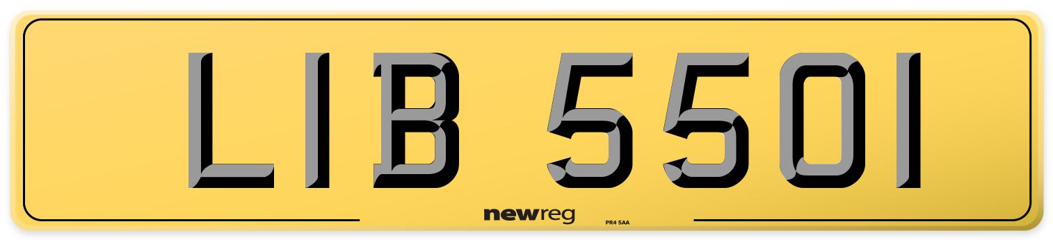LIB 5501 Rear Number Plate