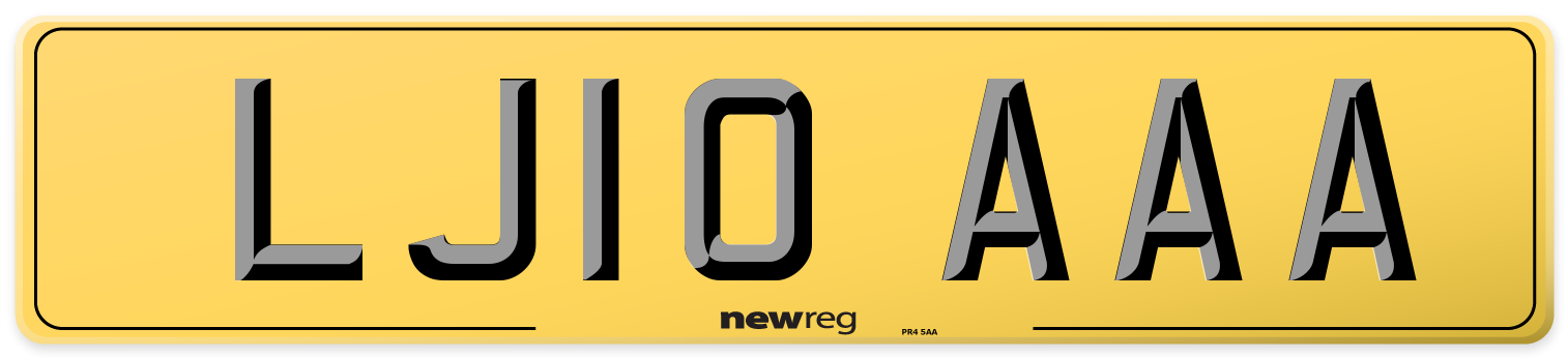 LJ10 AAA Rear Number Plate