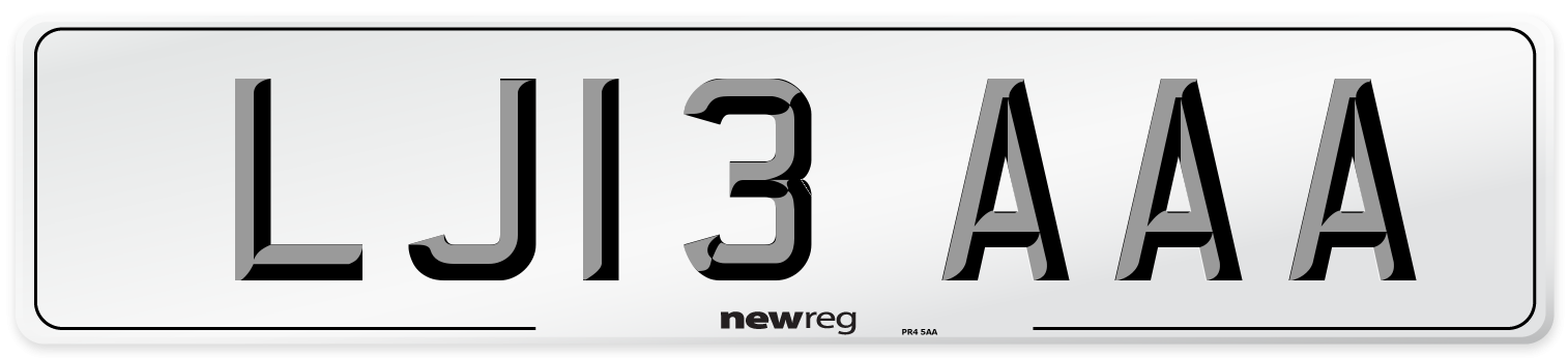LJ13 AAA Front Number Plate